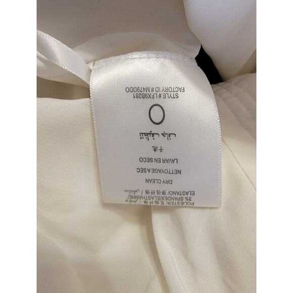 BCBG Maxazria Wide Leg Trouser Jumpsuit SZ 12 Ruffled Sleeveless White/Black - Picture 10 of 11